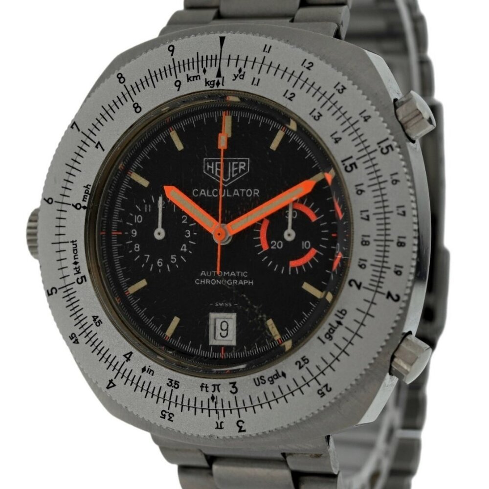 Heuer 45mm Men's Calculator Chronograph Automatic Watch